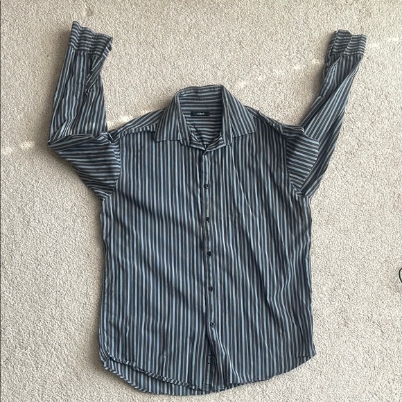 Alfani Blue Casual Button Down Shirt - Picture 3 of 6